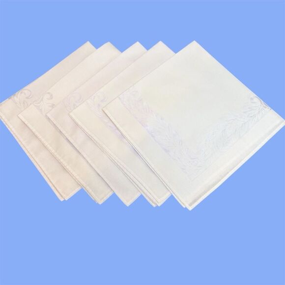 Elegant Vintage White Cloth Napkins Organza Insert Set of 5 - Picture 1 of 6